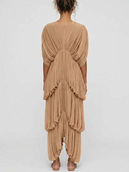 Latte Draped Jersey Maxi Dress - Dresses