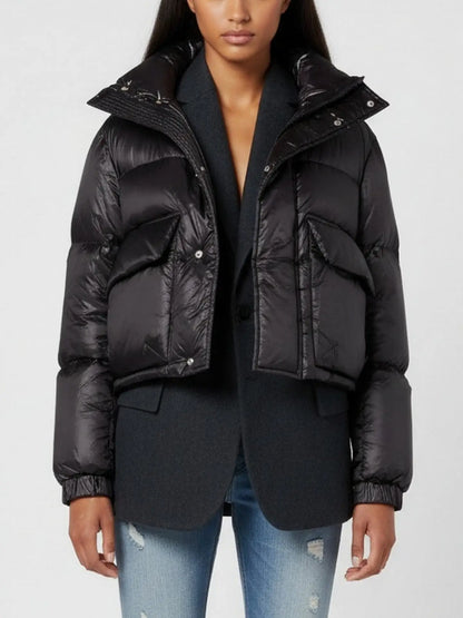 Layered Wool and Puffer Jacket - Small - Jackets