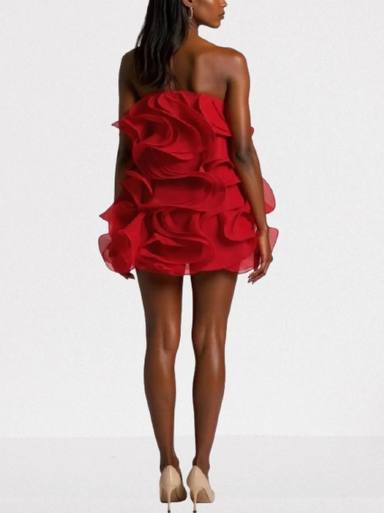 Layered Ruffled Strapless Mini Dress - Dresses