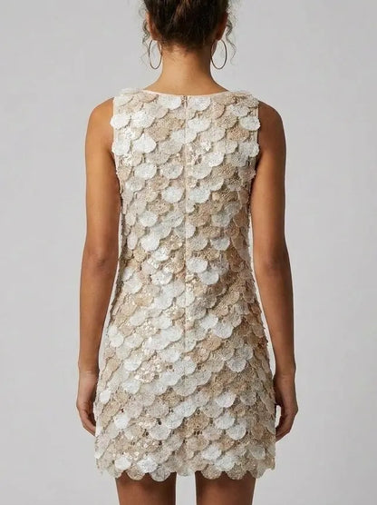 Layered Scalloped Crochet Shift Mini Dress - Dresses
