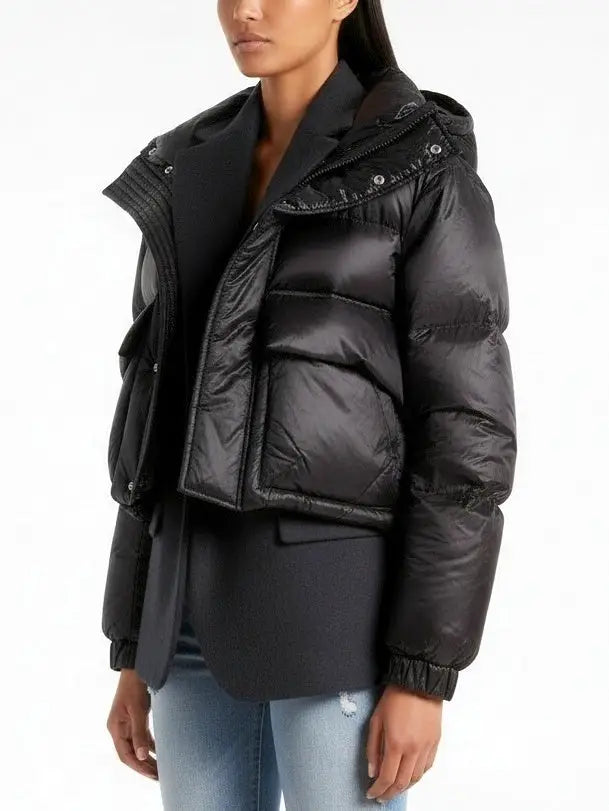 Layered Wool and Puffer Jacket - Jackets