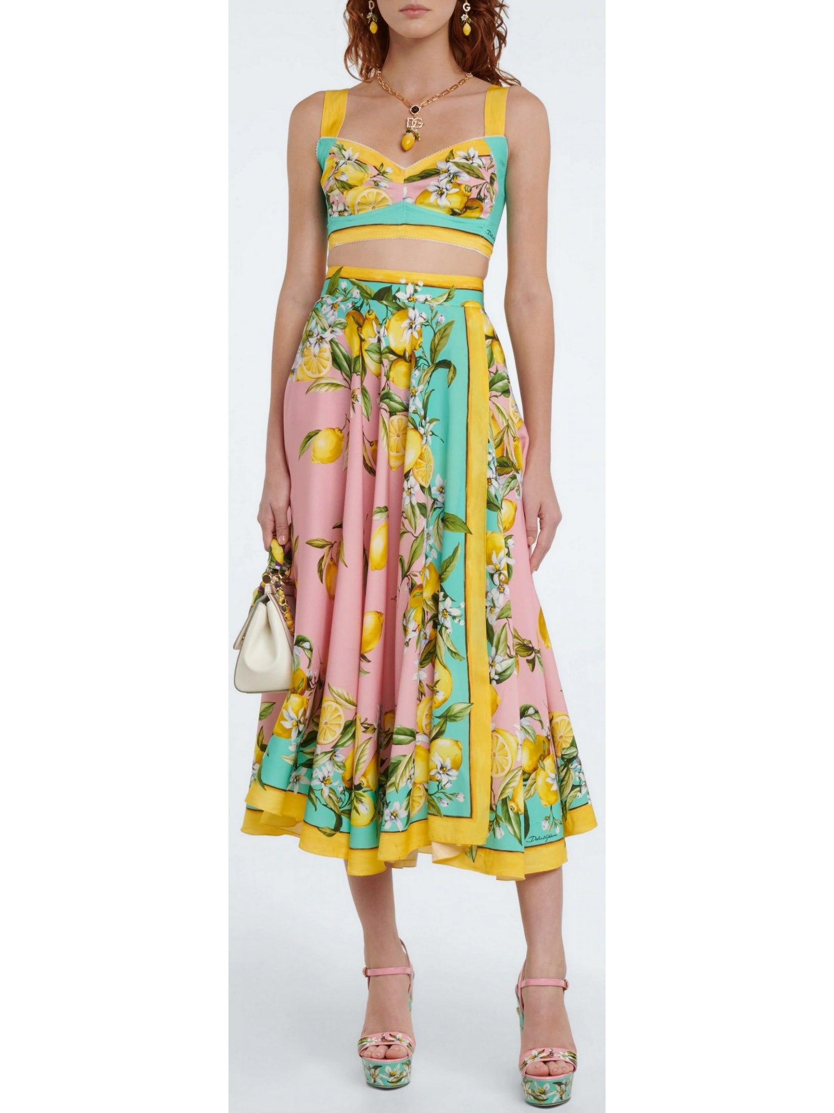 Lemon Printed Bralette Top and Skirt Set - Branna Couture