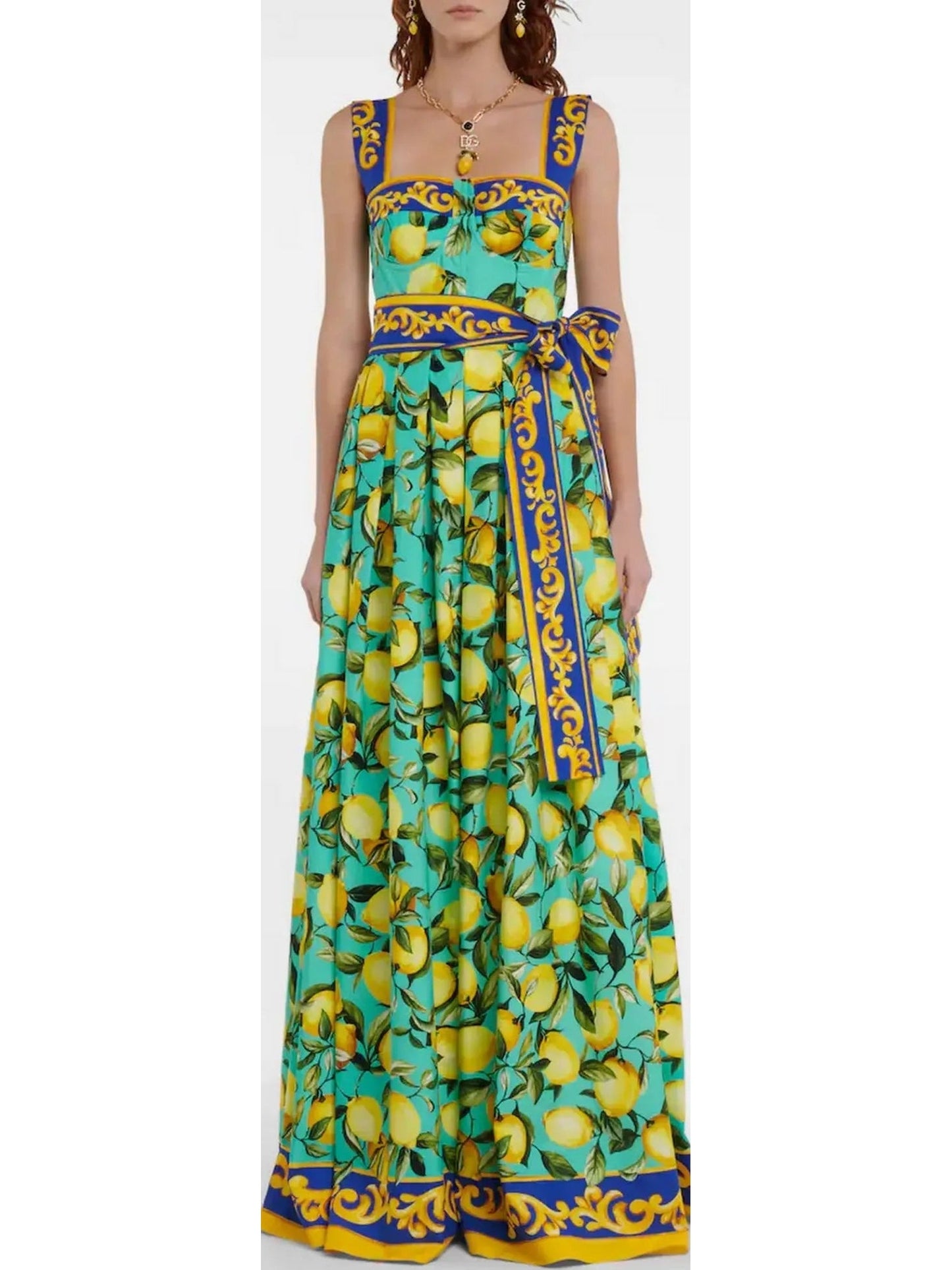 Lemon Printed Maxi Dress - Branna Couture