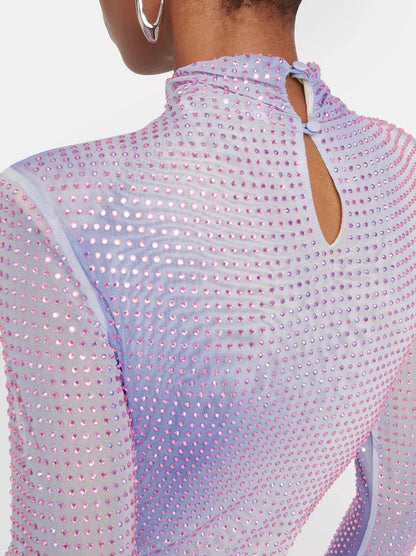 Lilac Contour Print Embellished Maxi Dress
