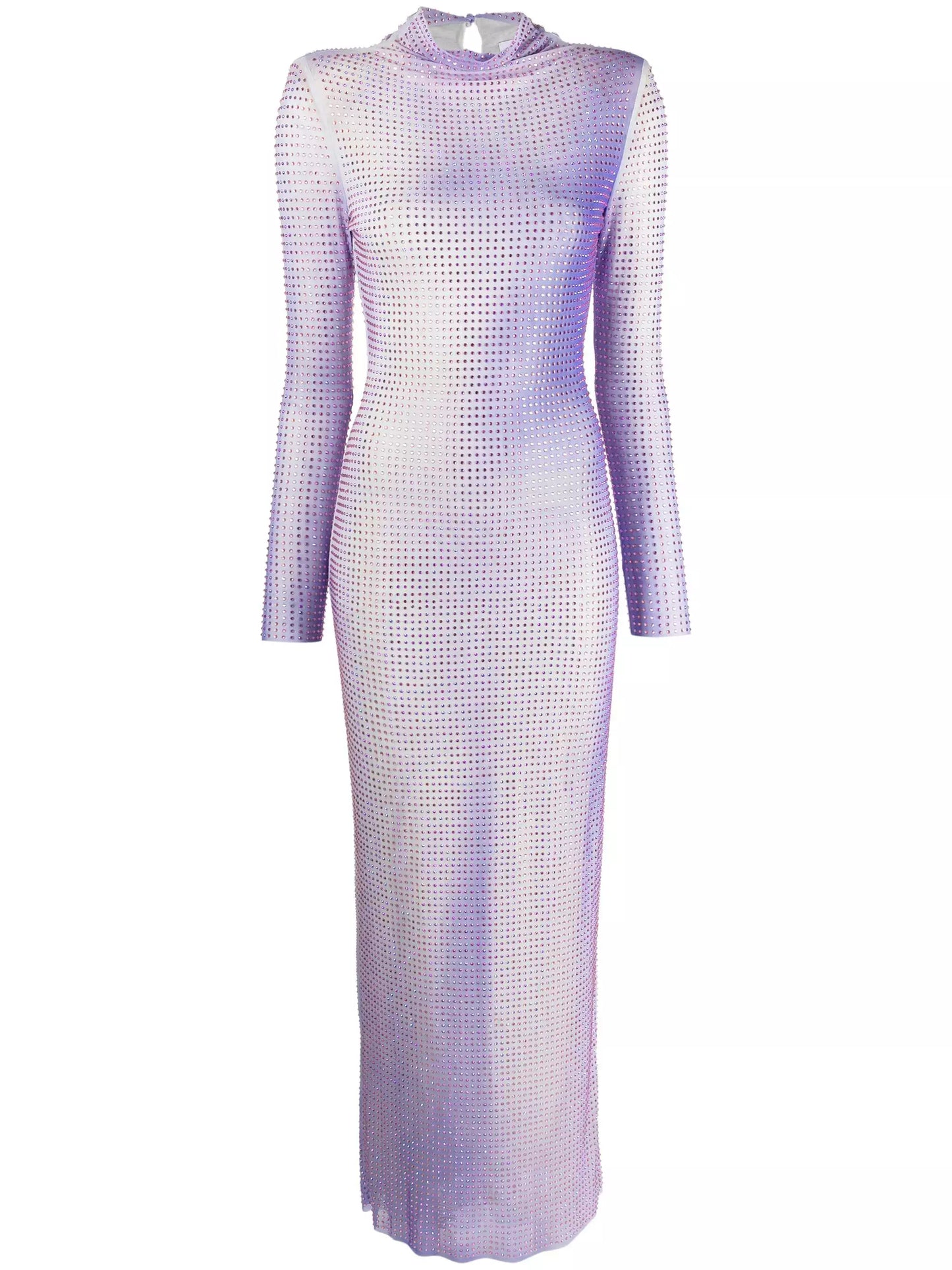 Lilac Contour Print Embellished Maxi Dress