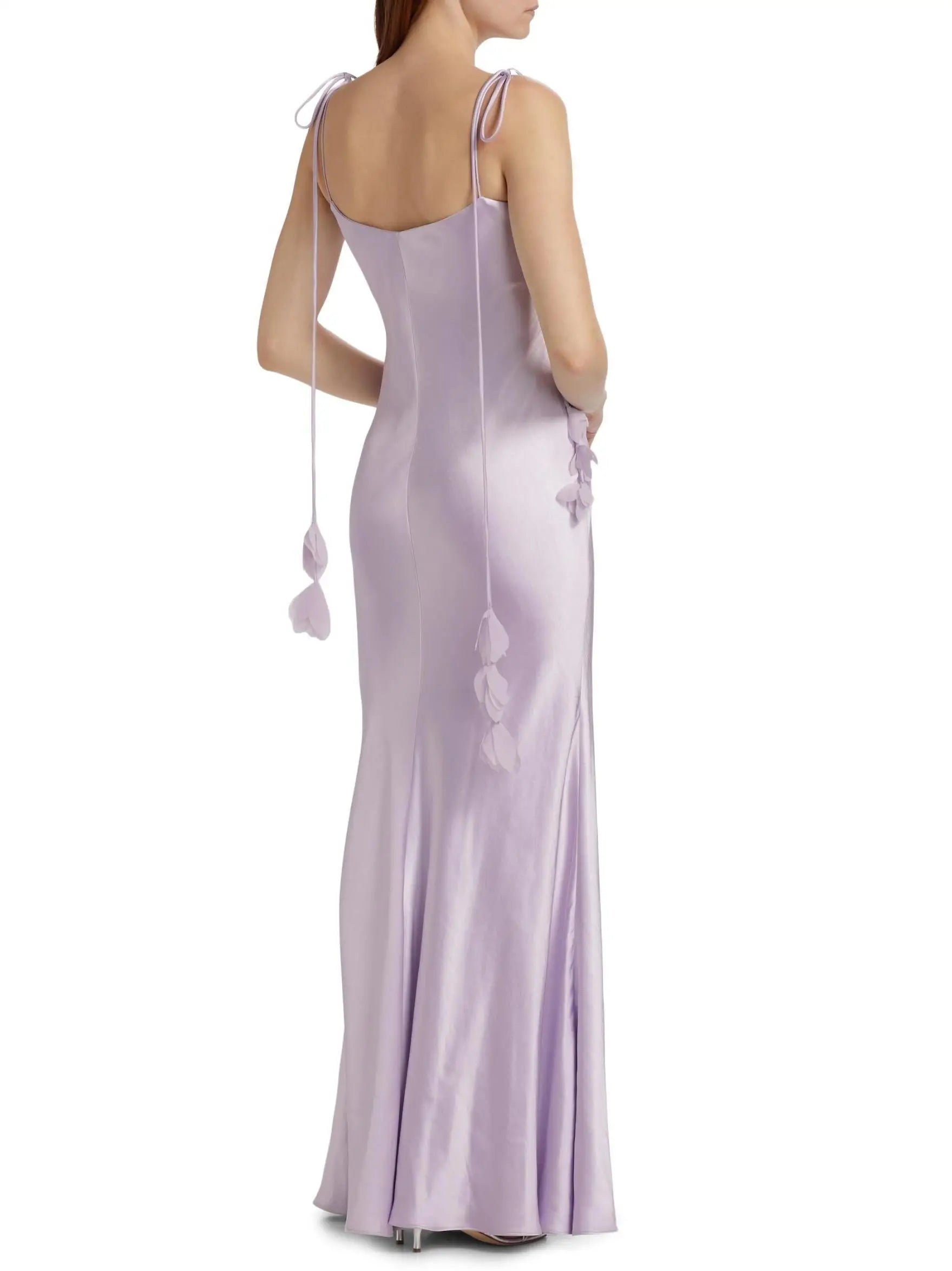 Lilac Sleeveless Satin Maxi Dress - Dresses