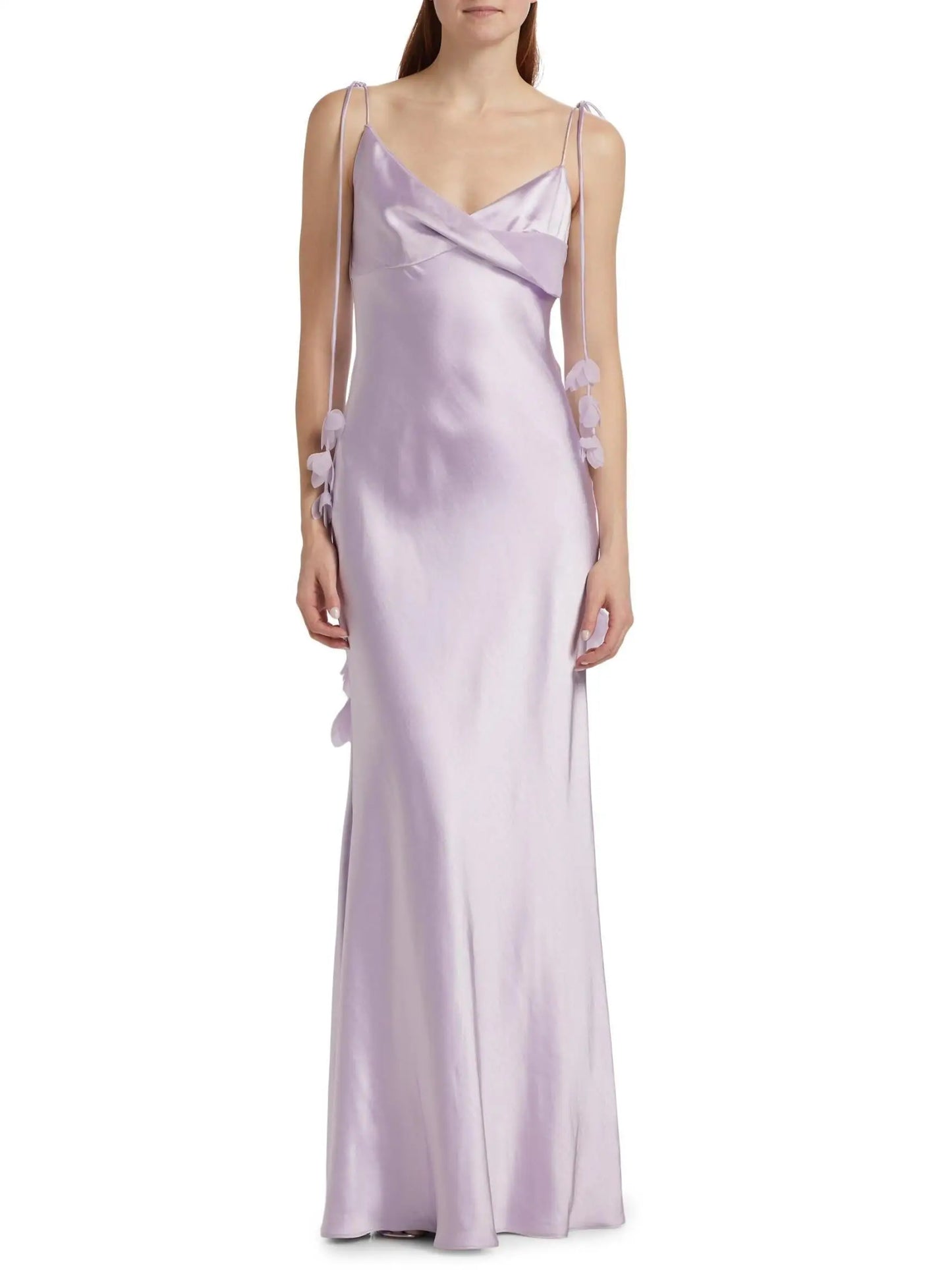 Lilac Sleeveless Satin Maxi Dress - Dresses