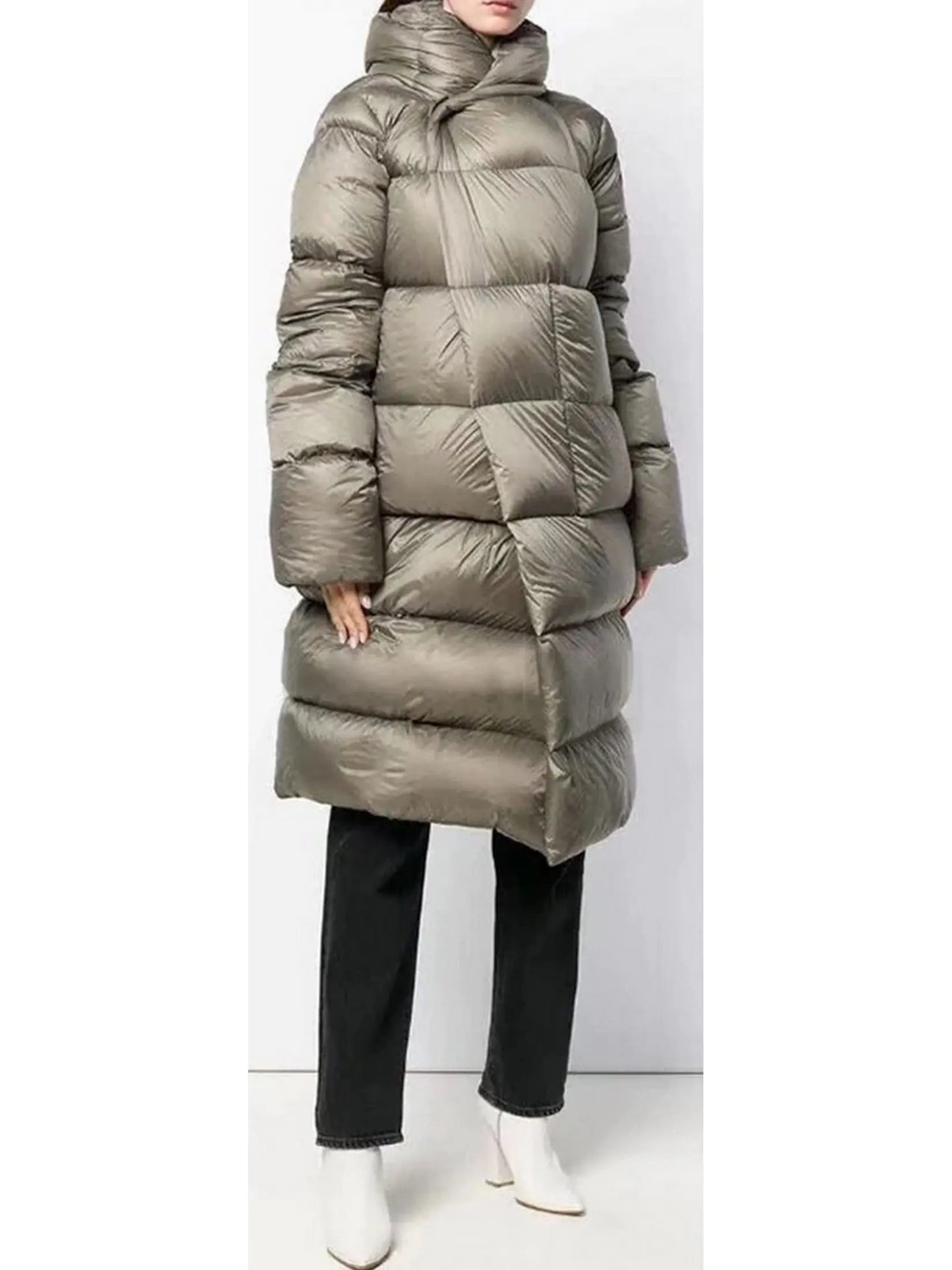 Long Down Coat, Grey - Branna Couture