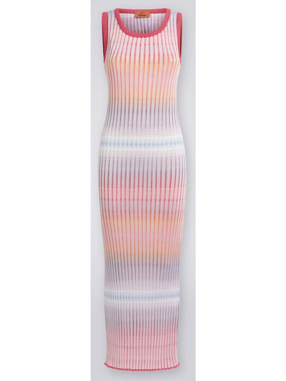 Long Dress in Ribbed Viscose - Branna Couture