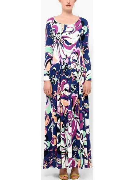 Long Floral Print Dress - Branna Couture