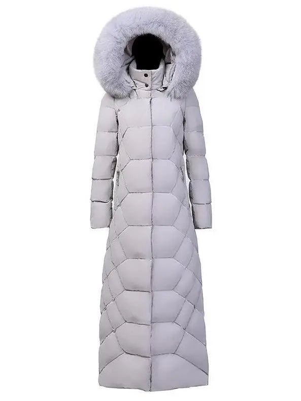 Long Fur-Hooded Down Coat - Branna Couture