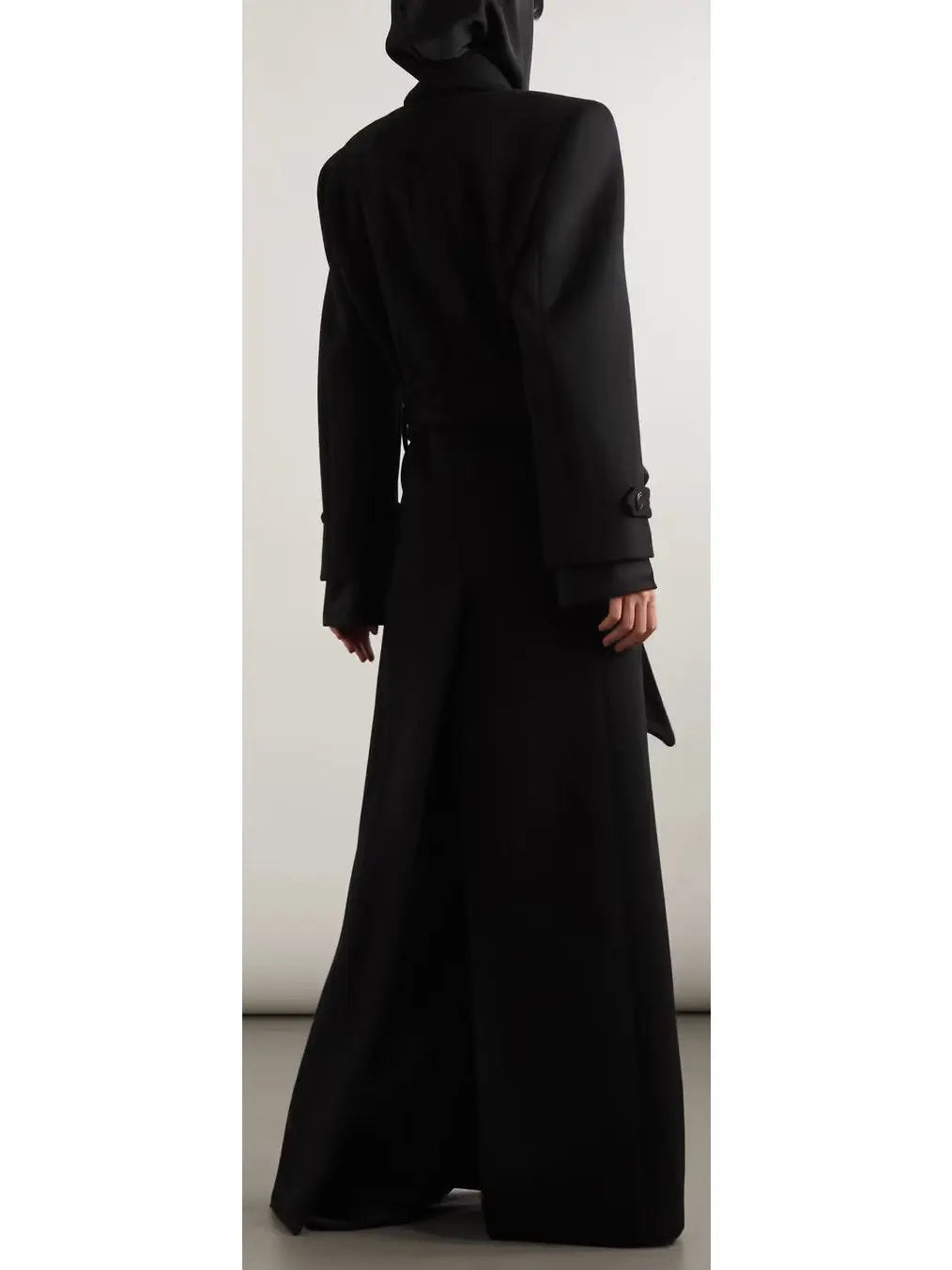 Long Oversized Wool and Cashmere Coat, Black - Branna Couture