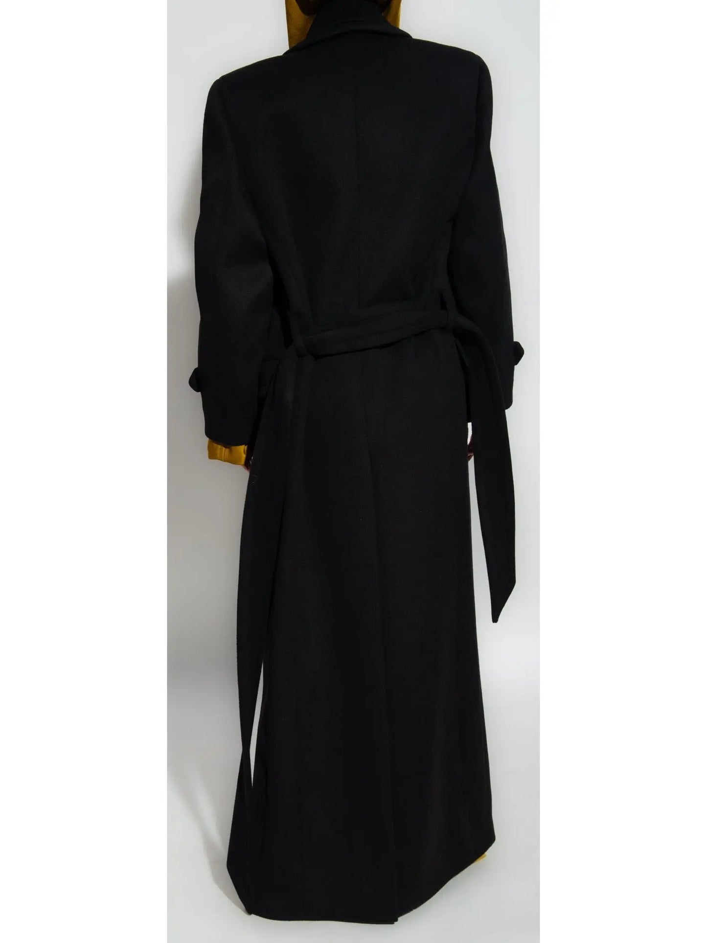 Long Oversized Wool and Cashmere Coat, Black - Branna Couture