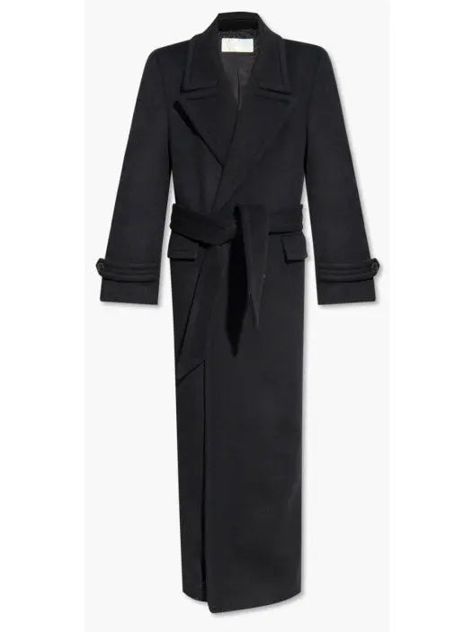 Long Oversized Wool and Cashmere Coat, Black - Branna Couture