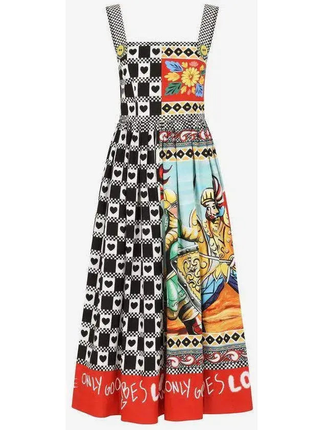 Long Patchwork-Print Poplin Dress - Branna Couture