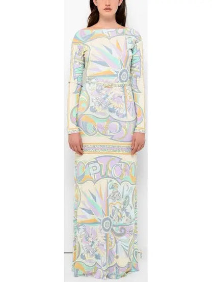 Long Print Jersey Silk Dress - Branna Couture