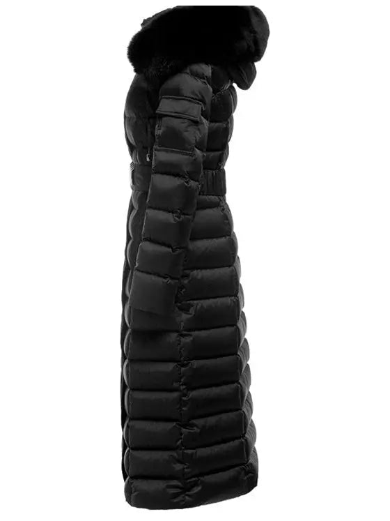 Long Puffer Down Coat with Fox Fur Hood - Branna Couture