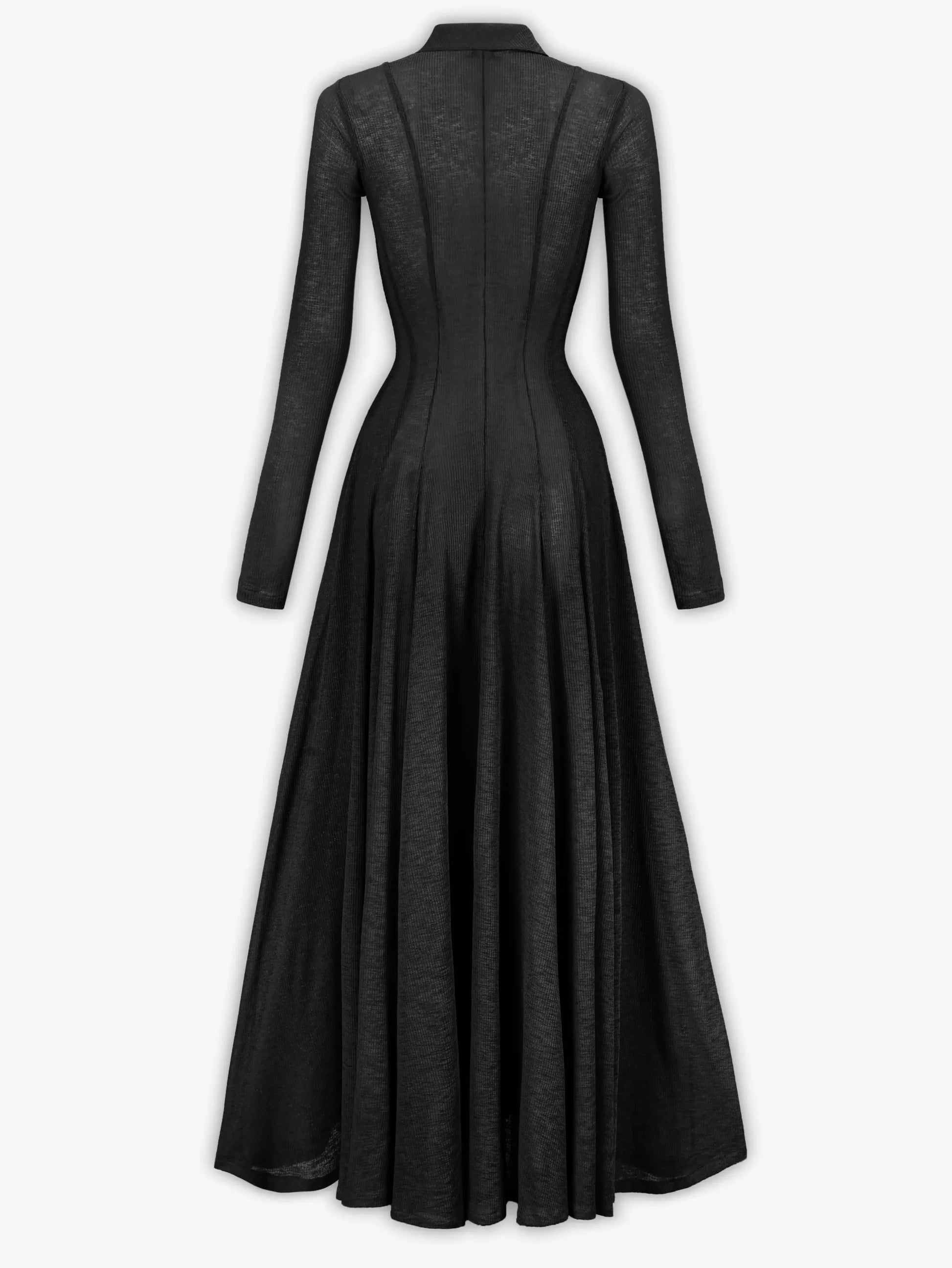 Long Sleeve Knit Polo Collar Maxi Dress Dresses