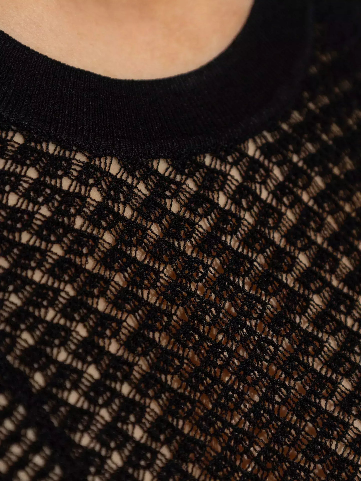 Long Black Sheer Knit Maxi Dress with Underslip - Dresses