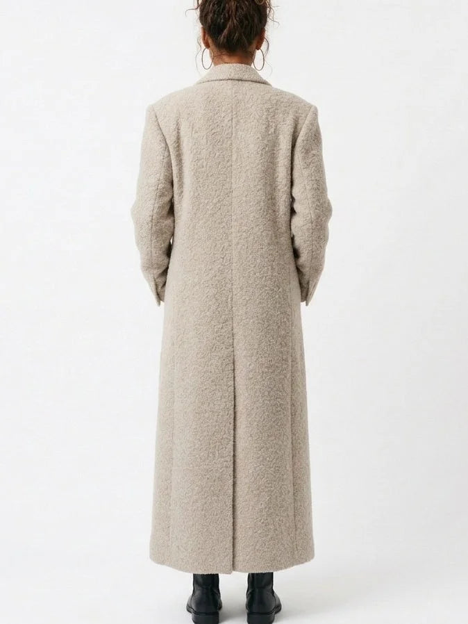 Long Bouclé Double Breasted Coat - Coats