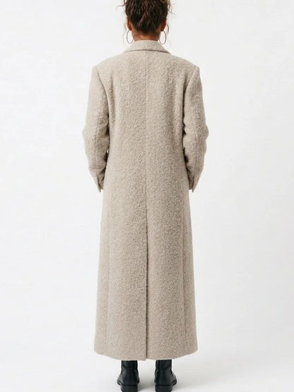 Long Bouclé Double Breasted Coat - Coats