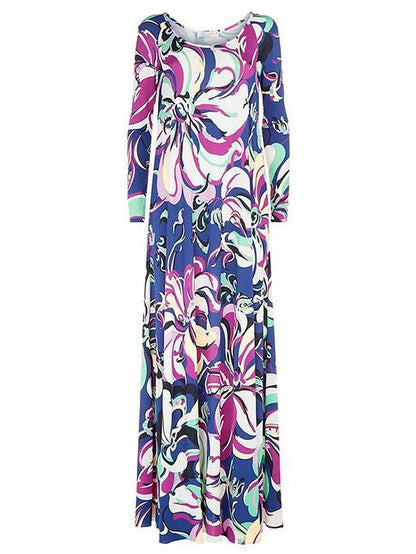 Long Floral Print Dress - Dresses