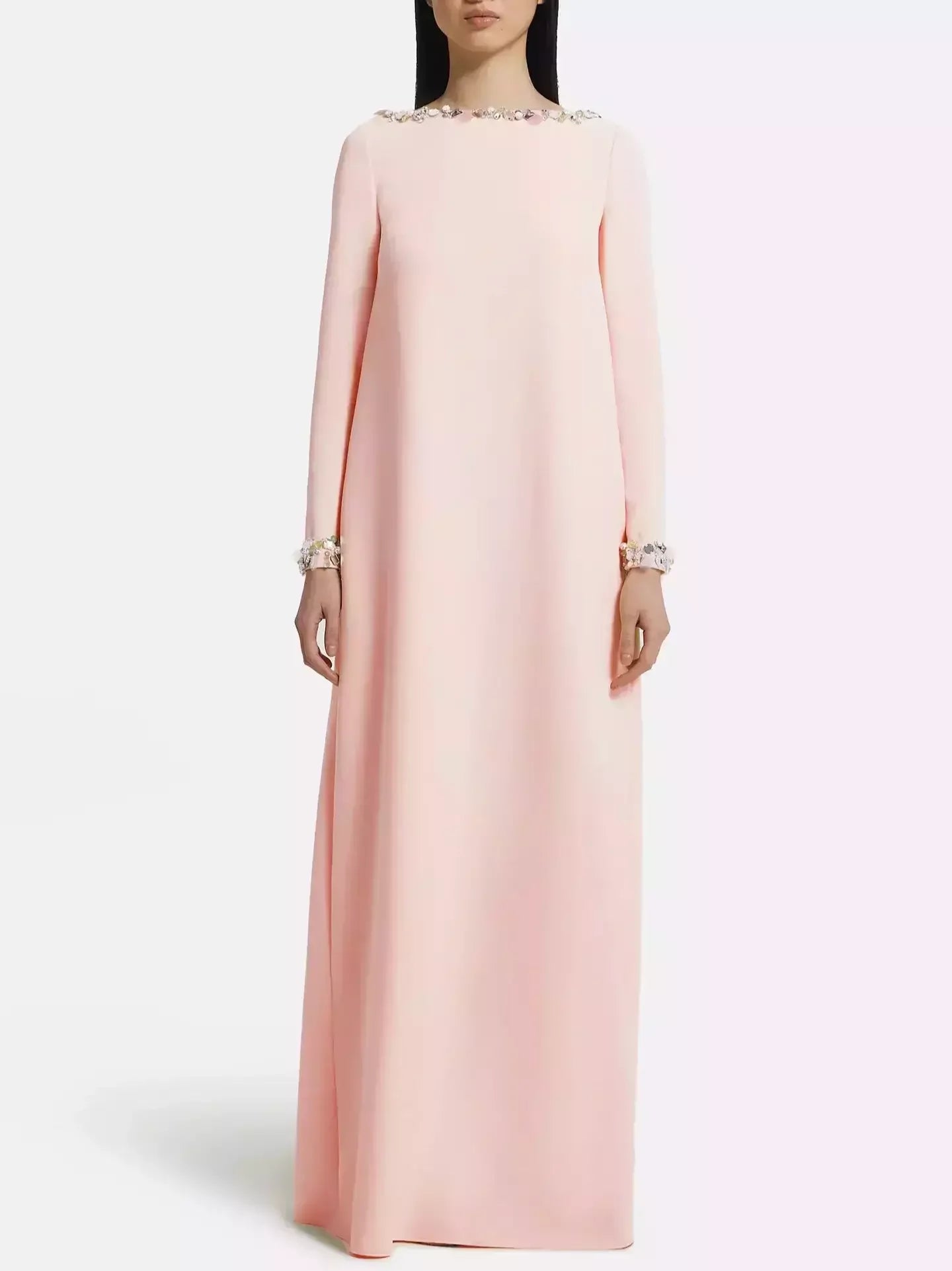 Long Loose Gown with Beading Details - Dresses