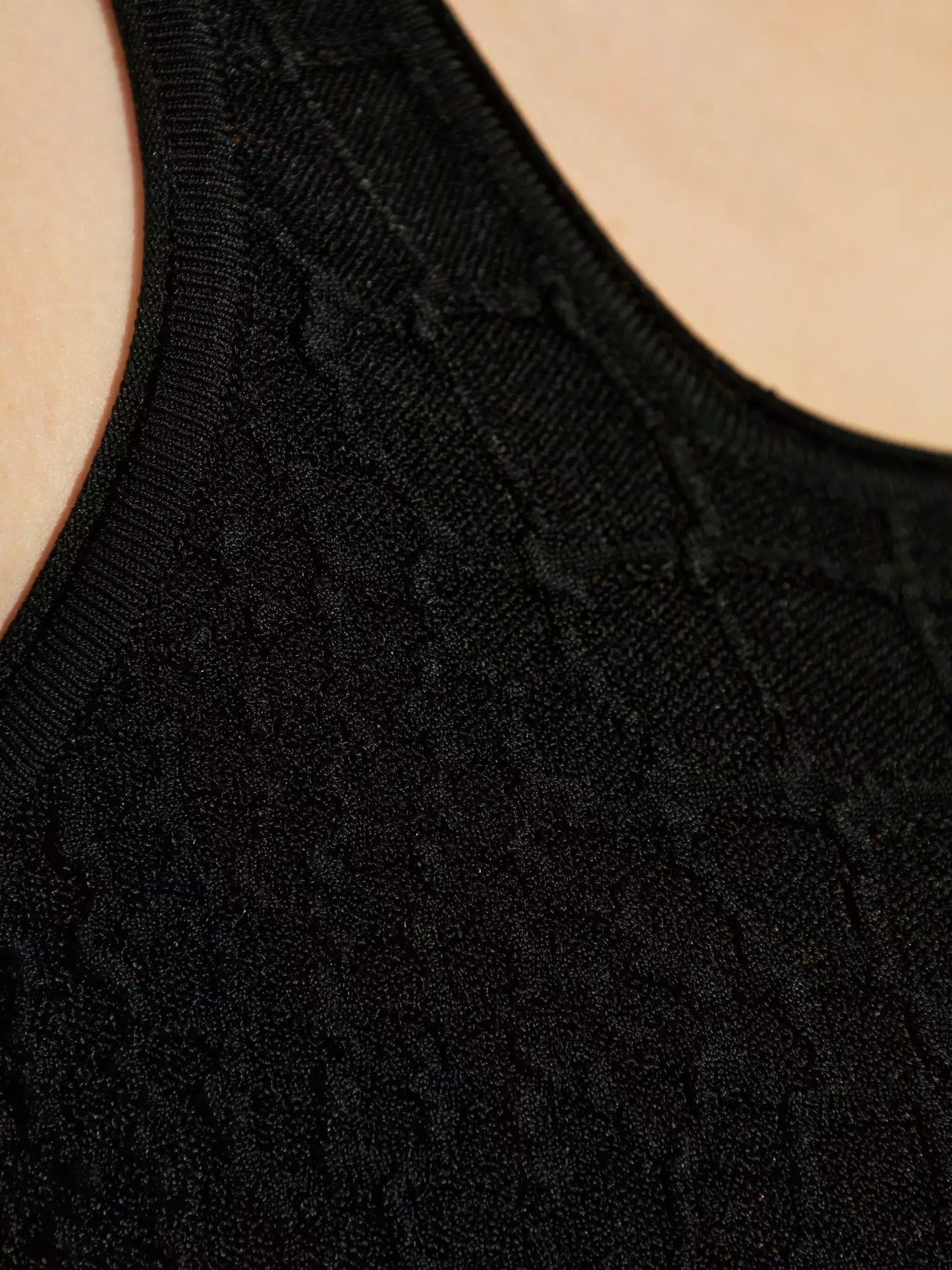 Long Racerback Crocodile Embossed Tank Dress in Black