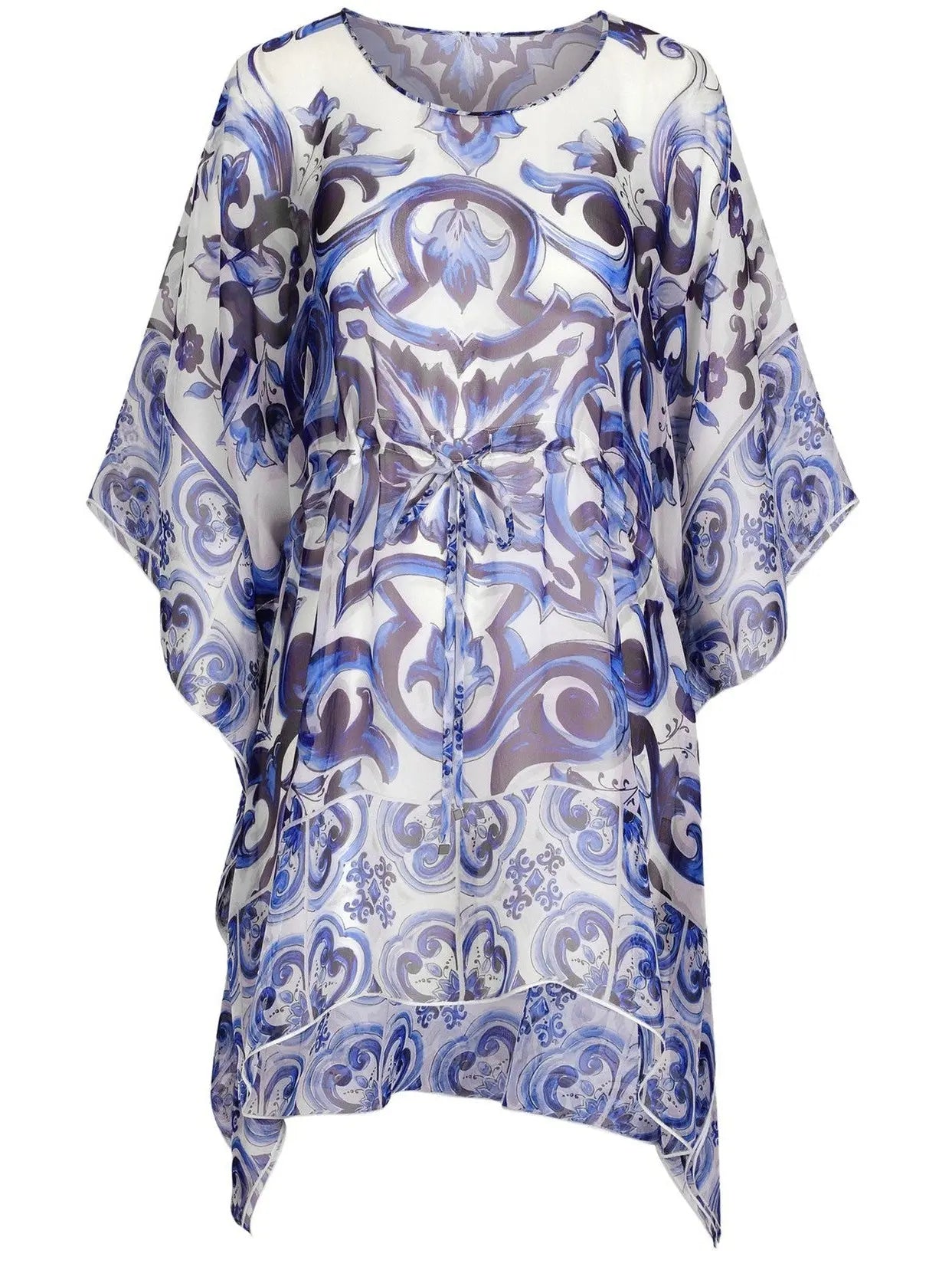 Majolica Short Kaftan in Print Chiffon  - Branna Couture