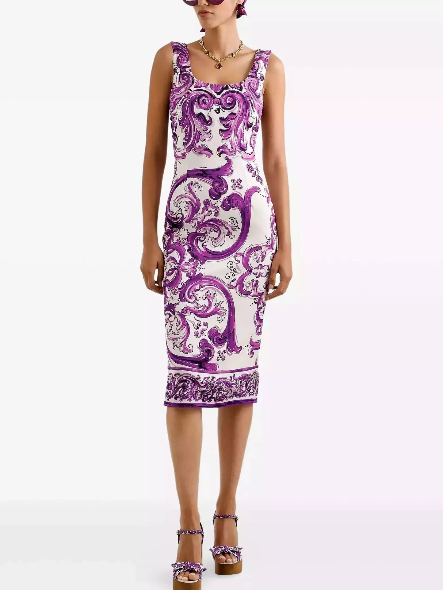Majolica Italian Printed Sheath Dress - S - Dresses
