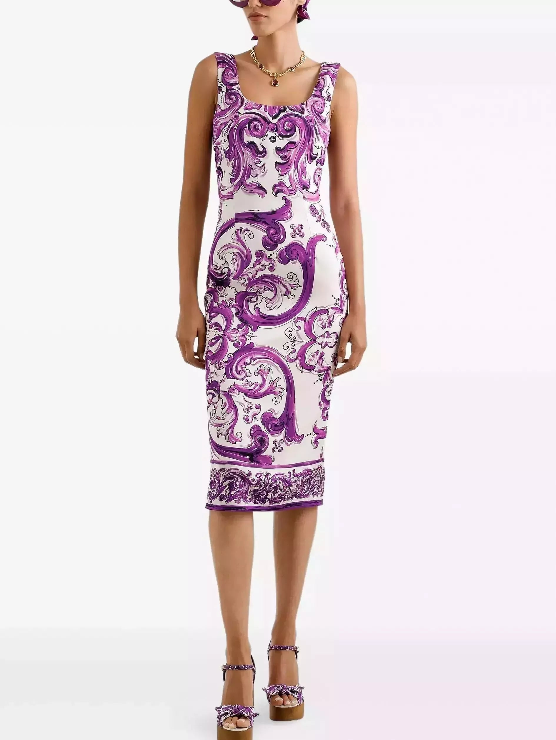 Majolica Italian Printed Sheath Dress - Dresses