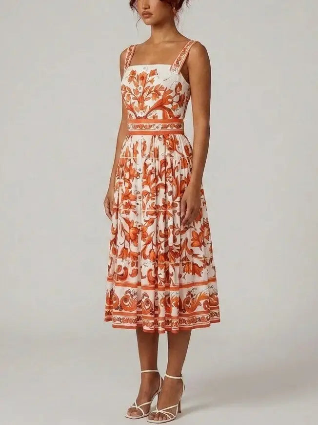 Majolica-Print Mini Dress - Dresses