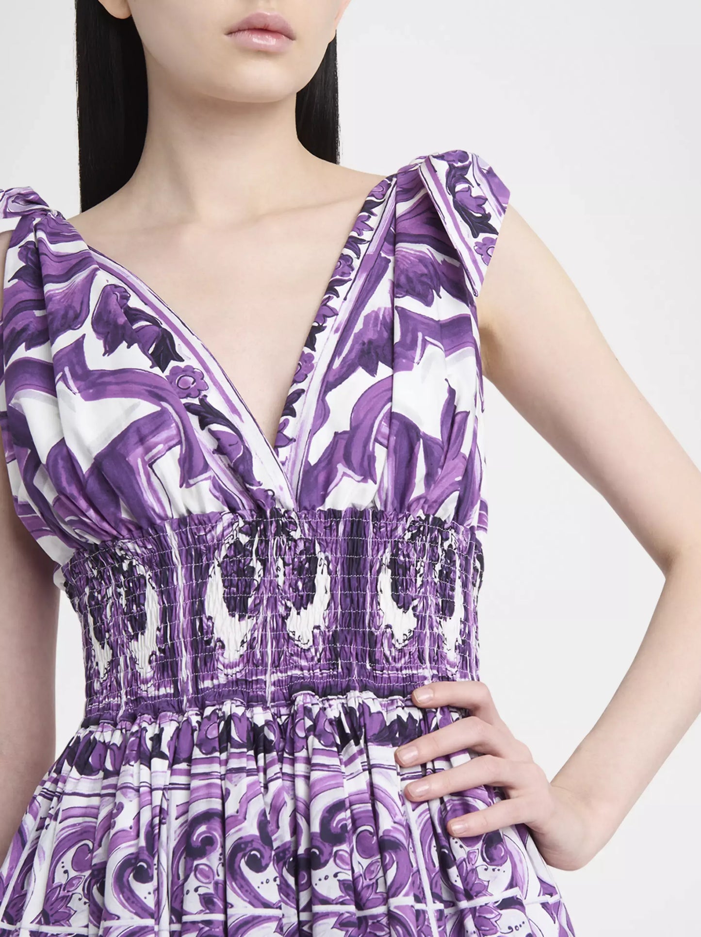 Majolica Print Halter Maxi Dress