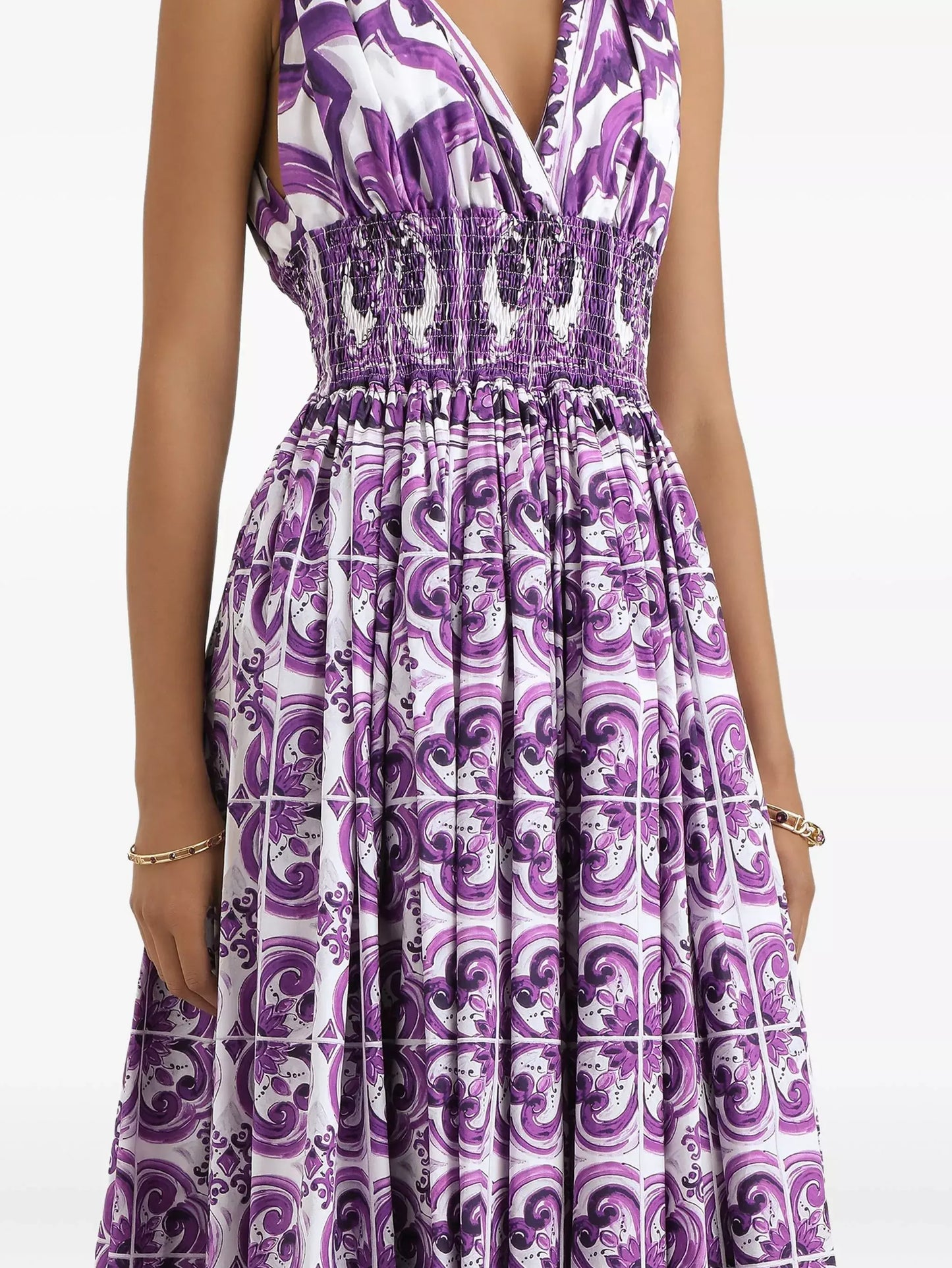Majolica Print Halter Maxi Dress
