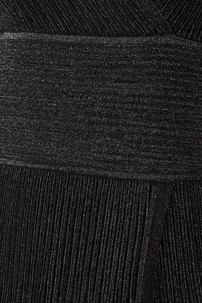 Metallic Ribbed Knit Wrap-Front Maxi Dress - Dresses