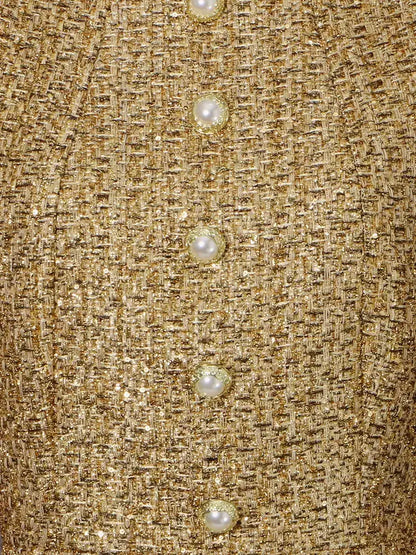 Metallic Woven Tweed Mini Dress - Dresses