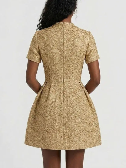 Metallic Woven Tweed Mini Dress - Dresses