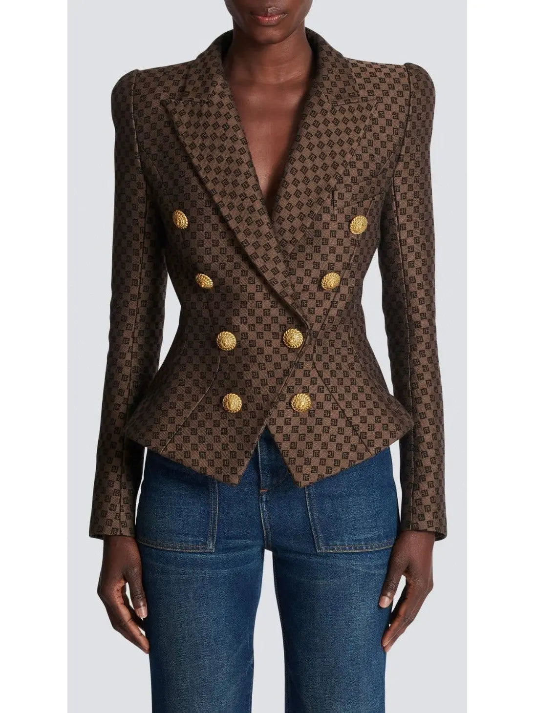 Mini Monogram Double-Breasted Jacquard Jacket - Branna Couture