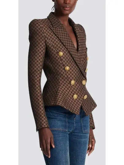 Mini Monogram Double-Breasted Jacquard Jacket - Branna Couture