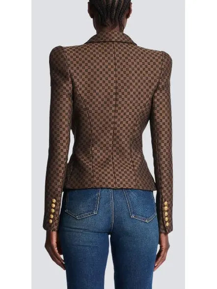 Mini Monogram Double-Breasted Jacquard Jacket - Branna Couture