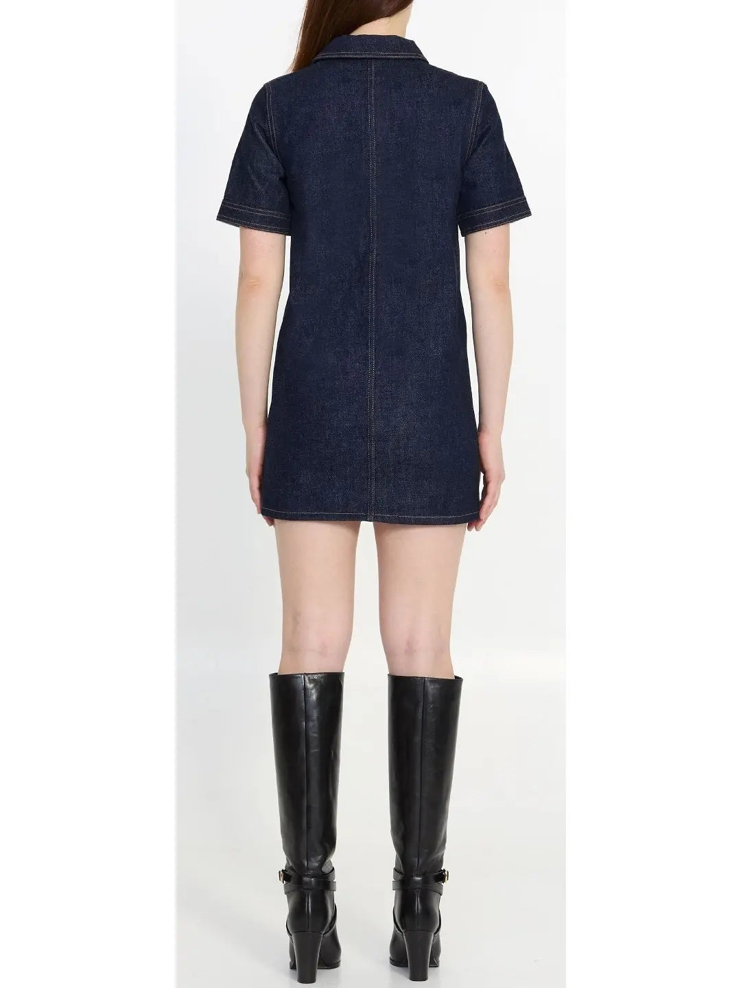 Mini Workwear Dress in Rinsed Wash Denim - Branna Couture