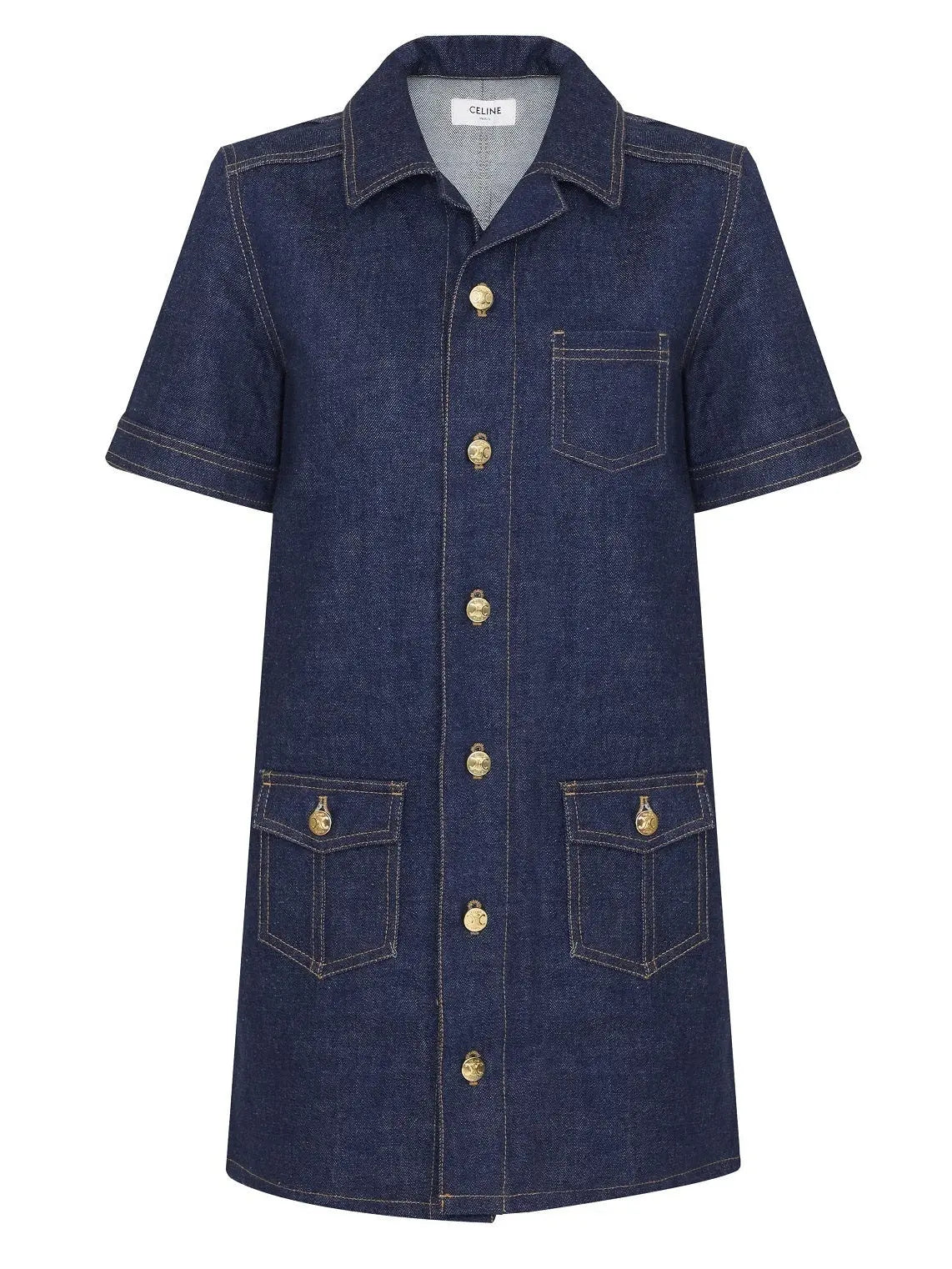 Mini Workwear Dress in Rinsed Wash Denim - Branna Couture