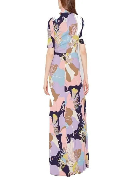 Mirabilis Print High Neck Maxi Dress - Branna Couture