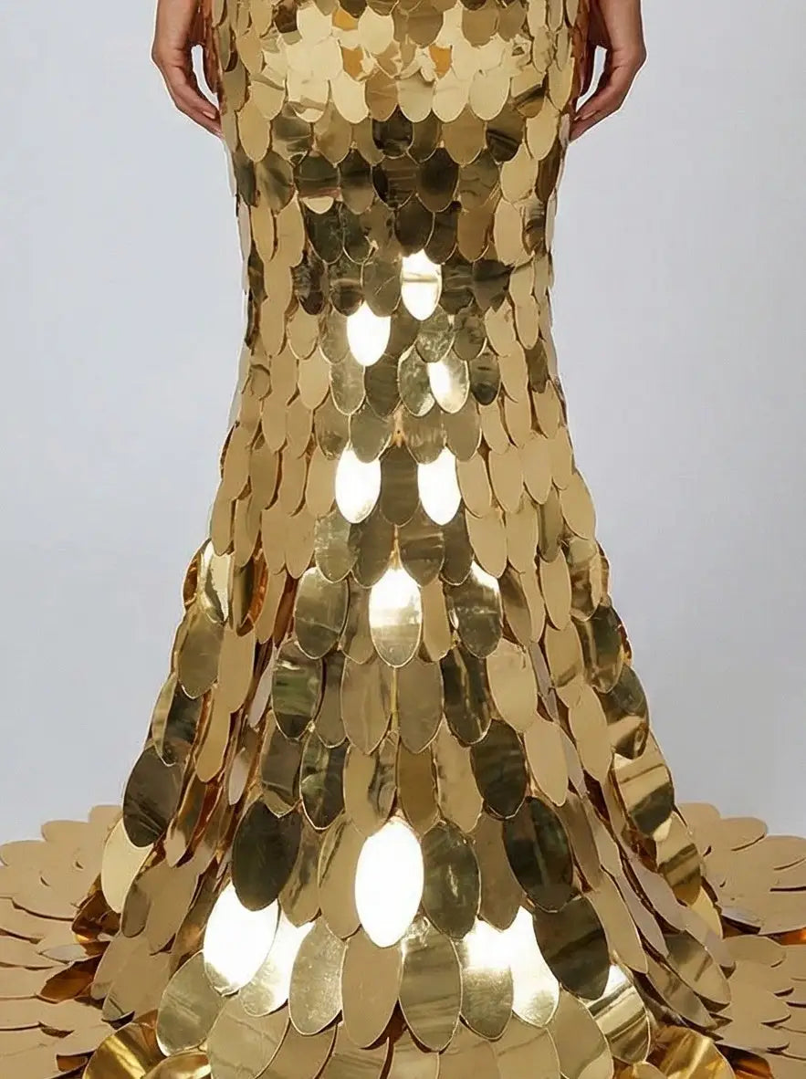 Mirrored Petal Paillette Maxi Gown - Dresses