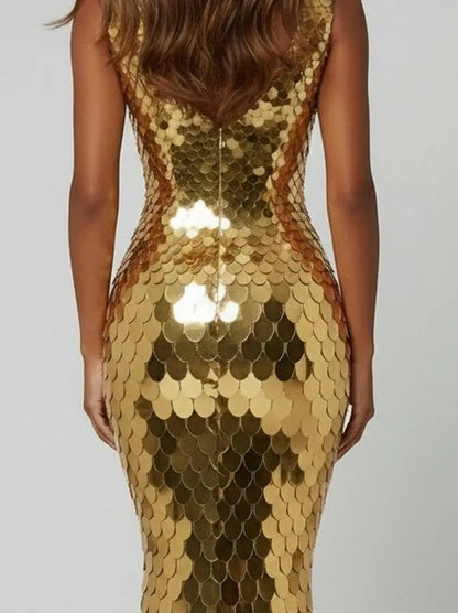 Mirrored Petal Paillette Maxi Gown - Dresses