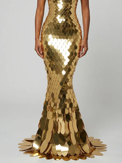 Mirrored Petal Paillette Maxi Gown - Dresses