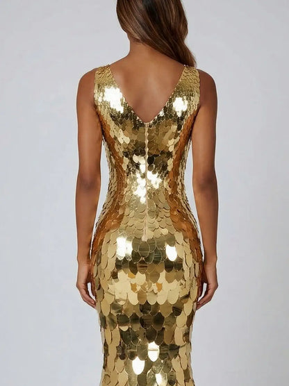 Mirrored Petal Paillette Maxi Gown - Dresses