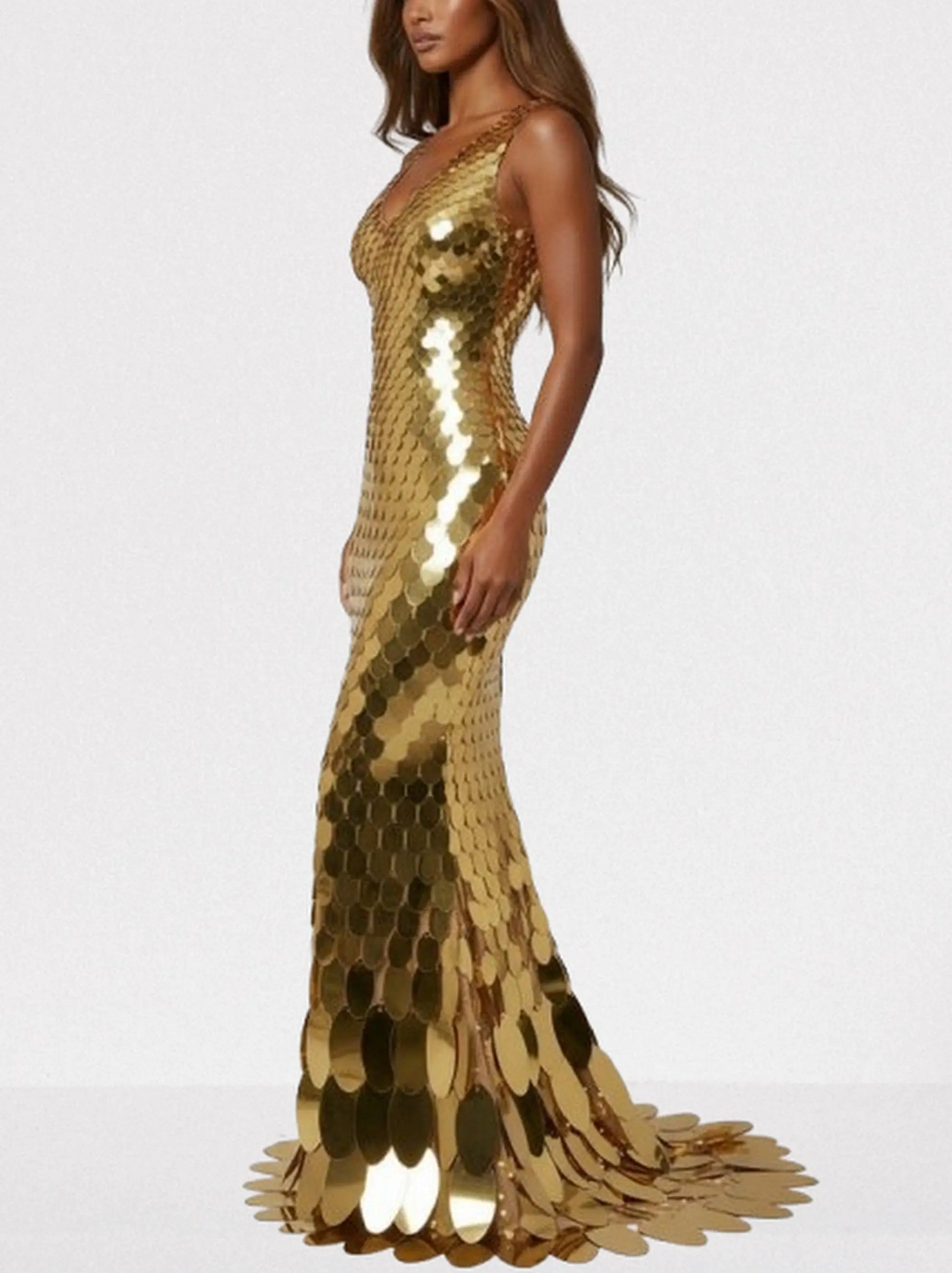 Mirrored Petal Paillette Maxi Gown - Dresses