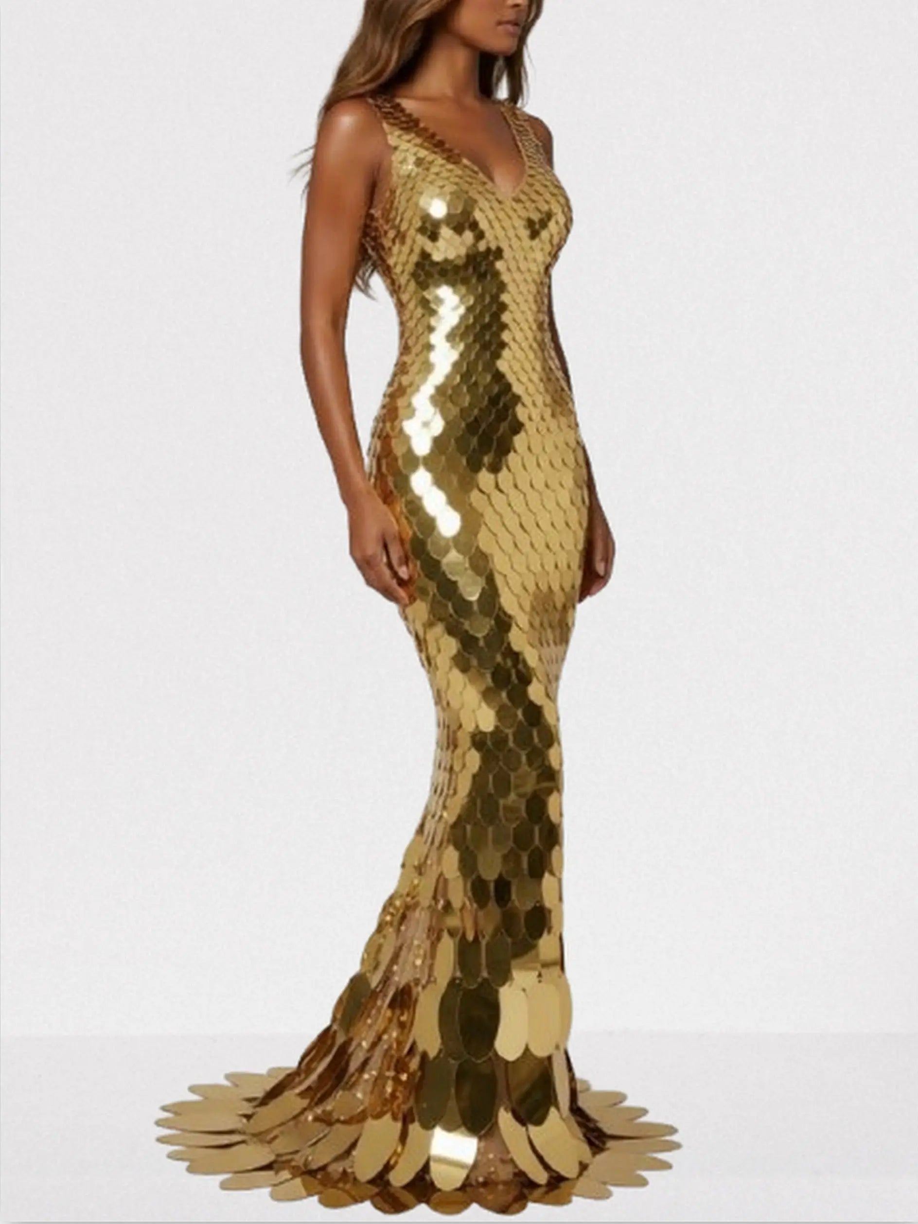 Mirrored Petal Paillette Maxi Gown - Dresses