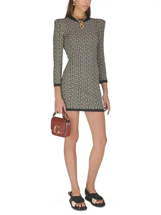 Monogram Jacquard Knit Dress - Branna Couture